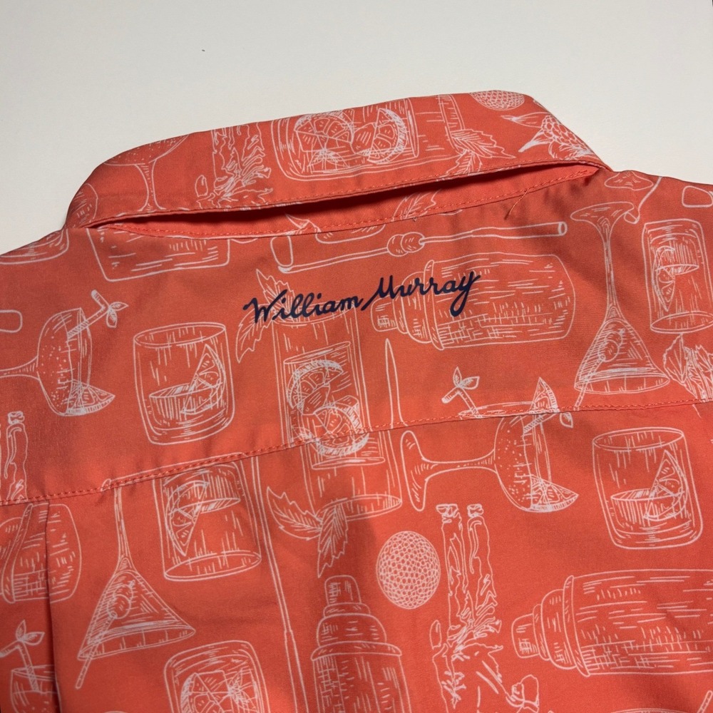 William‎ Murray Titos collab golf shirt Mens L vodka Cocktail Print Short Sleeve - Picture 6 of 9